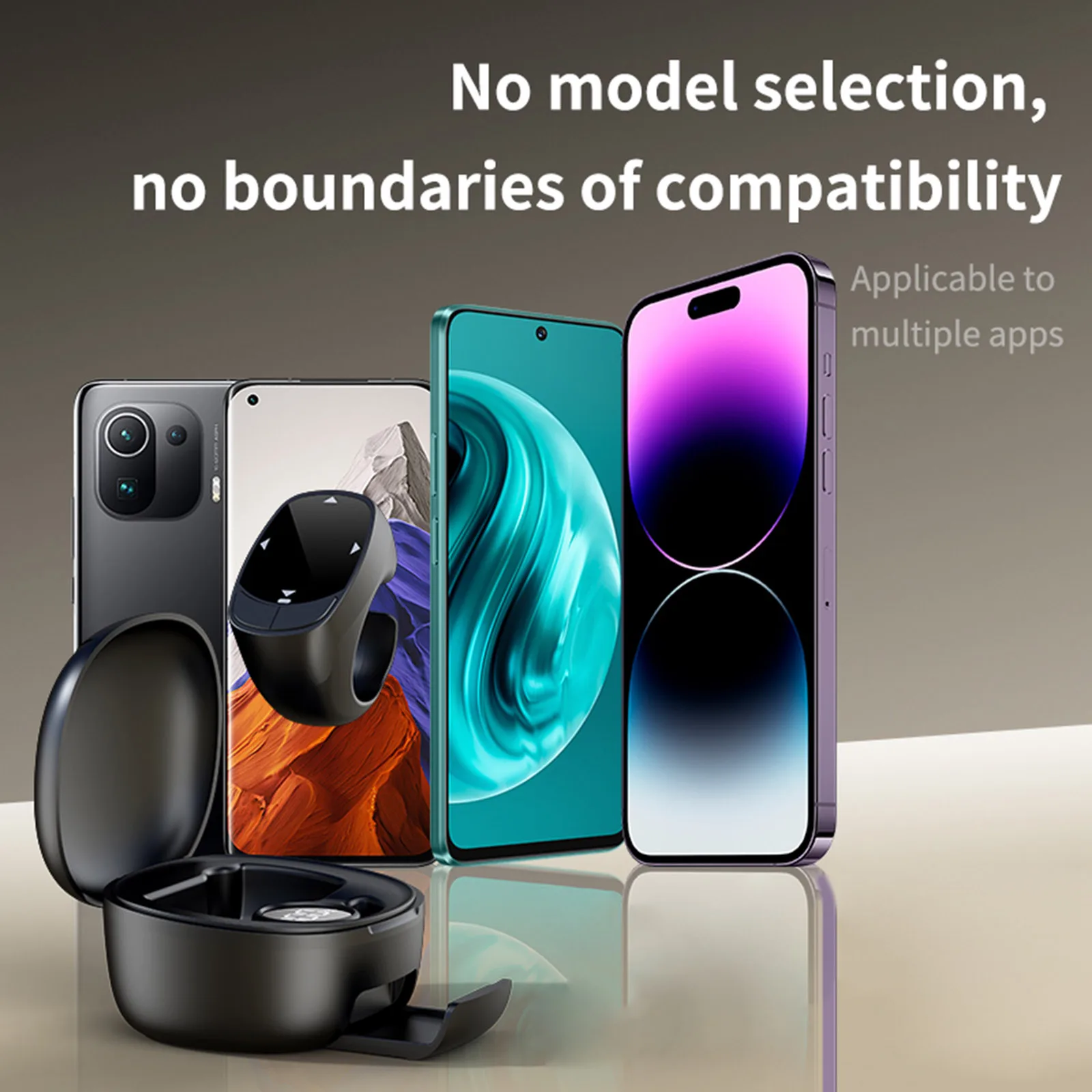 Télécommande BT Obturateur de caméra Tourneur de page à distance pour iPhone Android (Noir)