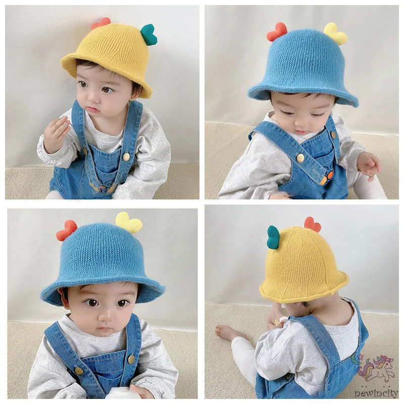 

Love Ears Baby Knitted Basin Cap Autumn Woolen Children Fisherman Hat 1-3year Kids Bucket Hats Cute Boys Girls Sunshade Visors