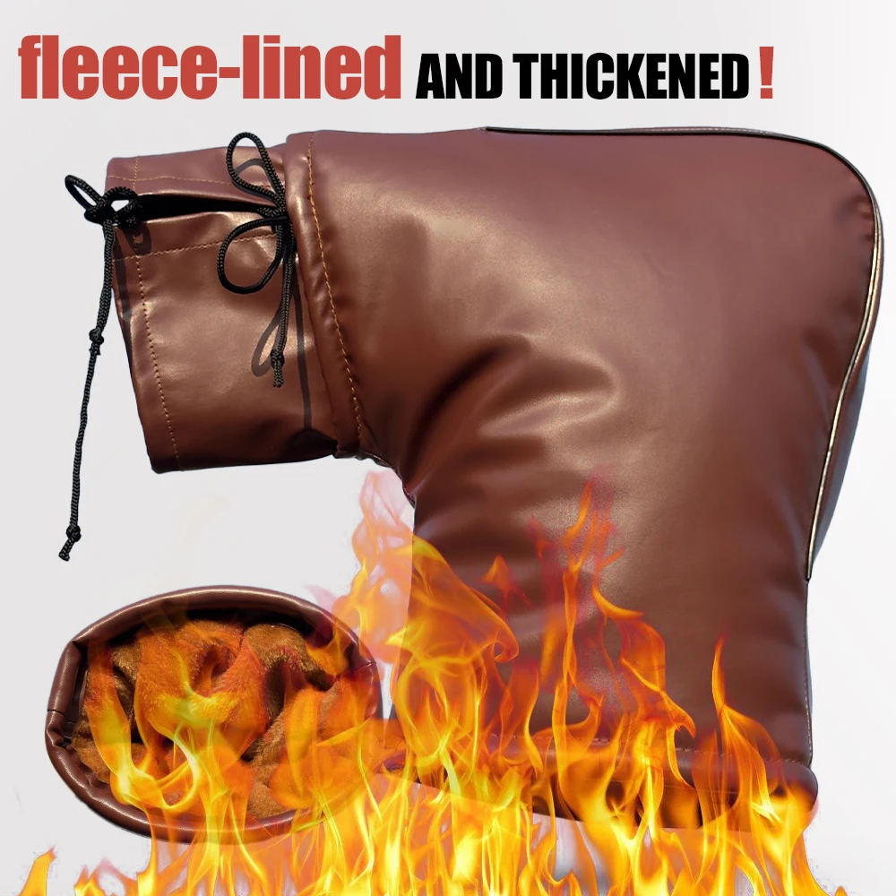 

Motorcycle handlebar cover, winter warm handlebar cover, electric motorcycle gloves brown black