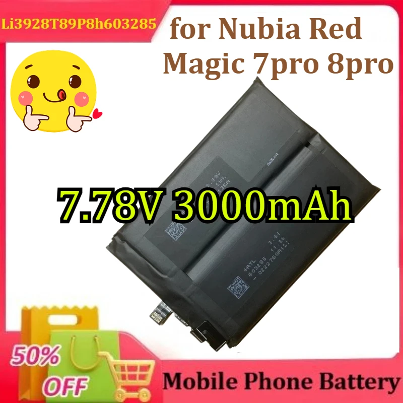 

New Li3928T89P8h603285 for Nubia Red Magic 7pro 8pro Mobile Phone Battery NX729J 7.78V 3000mAh