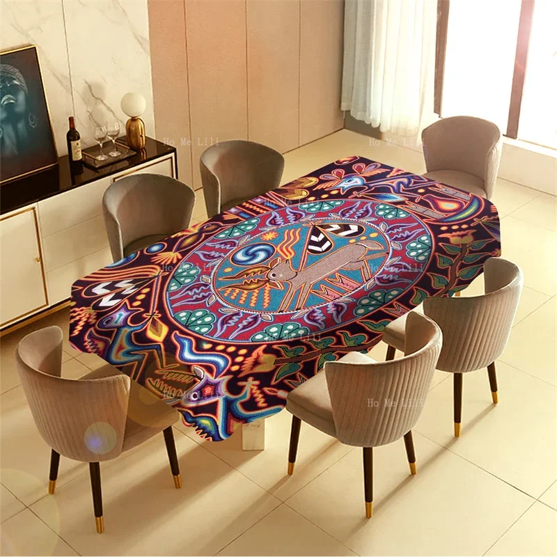 Abstract Modern Glitter Liquid Marble Smiling Cat Backgrounds Psychedelic Marauders Map Huichol Deer Tablecloth By Ho Me Lili