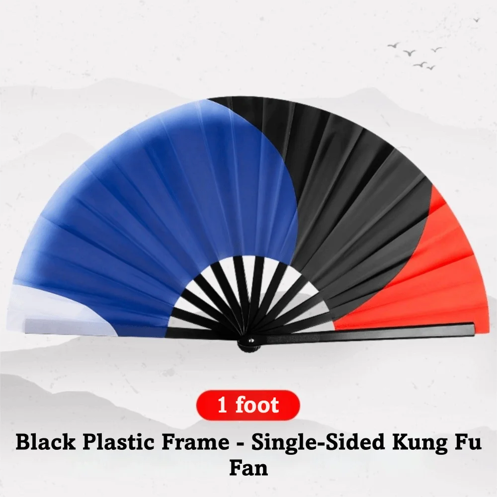 Double-Sided Tai Chi Fan Single Side Plastic Bone Performance Fan Smooth Opening Three Color Kung Fu Fan Children Use