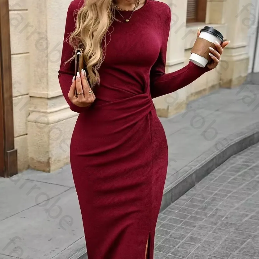 Robe de soirée personnalisée, Sexy, col rond, manches longues, élégante, robe de célébrité, exquise, haute qualité, robes de bal pour femmes