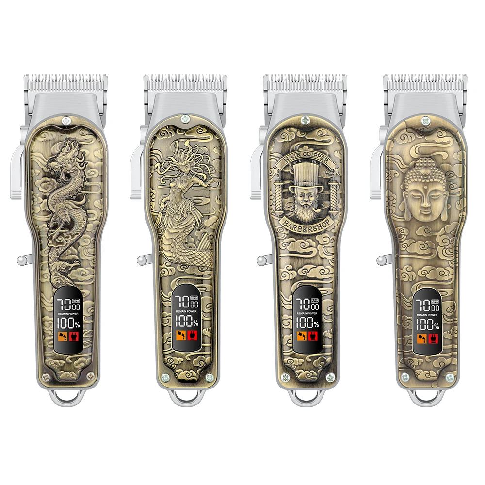 

Men's Professional Barber Salon Clipper Electric Hair Clipper Joystick Hook Design Slide Switch Retro Metal Body