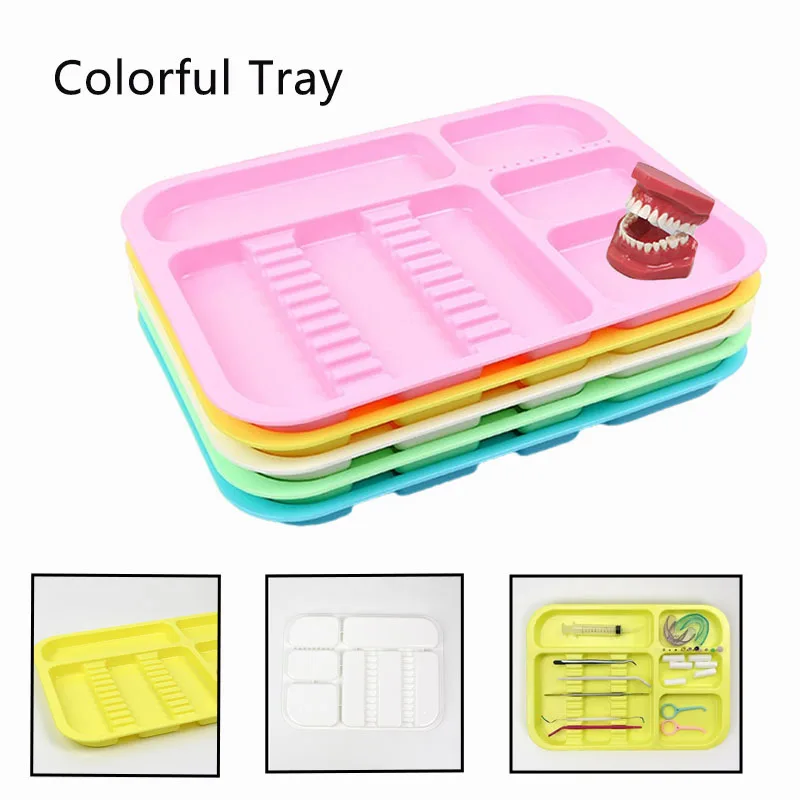 1/3/5/10Pcs Dental Colorful Trays Dental Split Management Plastic Trays Dentist Mouth Mirror Tweezer Storage Instruments Trays