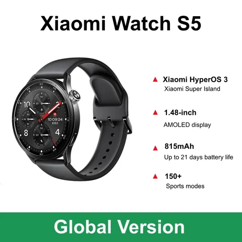 Global Version Xiaomi Watch S5 Smartwatch 1.48" AMOLED Screen 21 Days Battery Life All Day Health Monitoring 150+ Sports Modes
