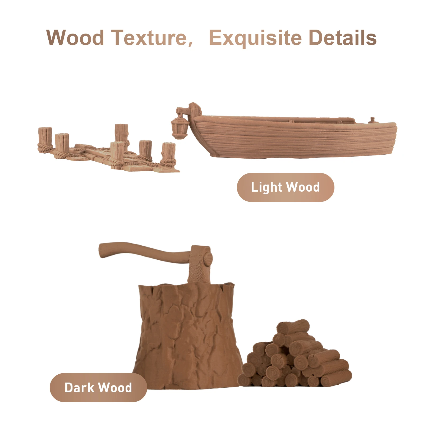 ERYONE 3KG Wood PLA Filament 3D Printer PLA Filament 1.75mm +/- 0.03mm, PLA Filament 1KG Spool Value Pack