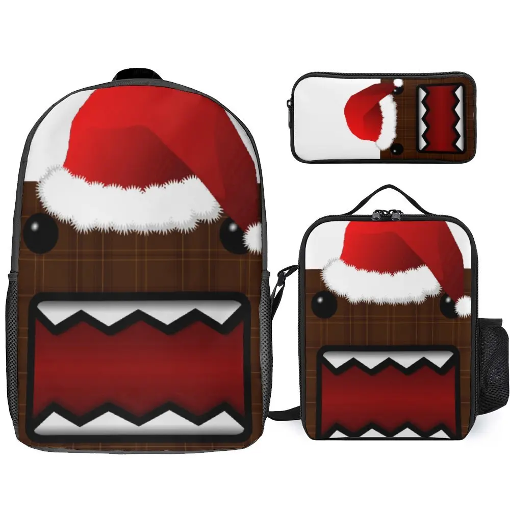 Domo Kun DJ 3 in 1 Set 17 Inch Backpack Lunch Bag Pen Bag  Durable Blanket Roll Cosy  Sports Activities Graphic Vintage