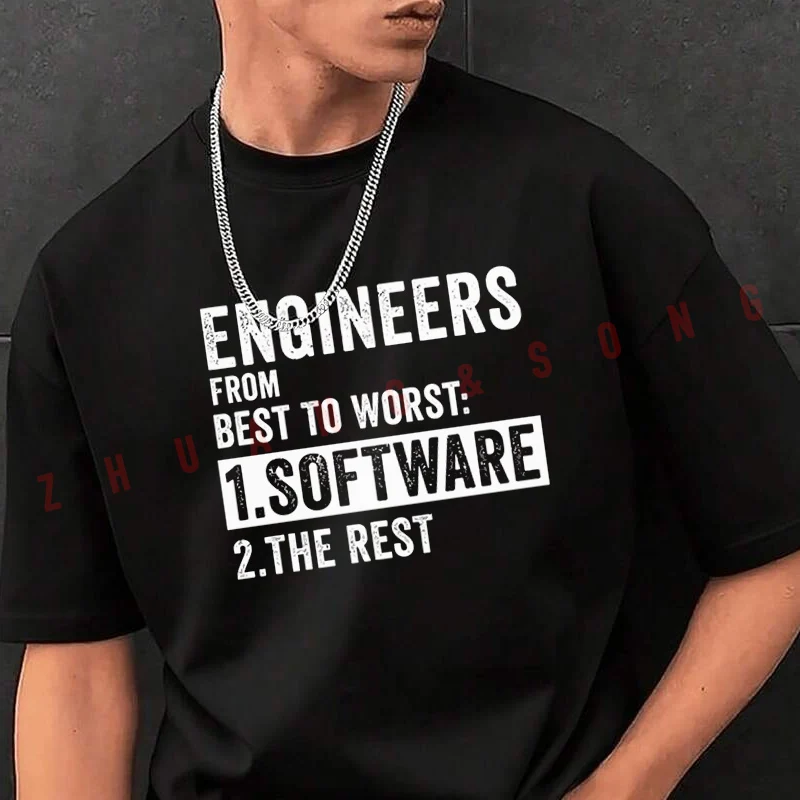 

Мужская модная футболка с надписью "Engineers From Best To Worst", повседневные модные футболки на лето, удобные топы с короткими рукавами