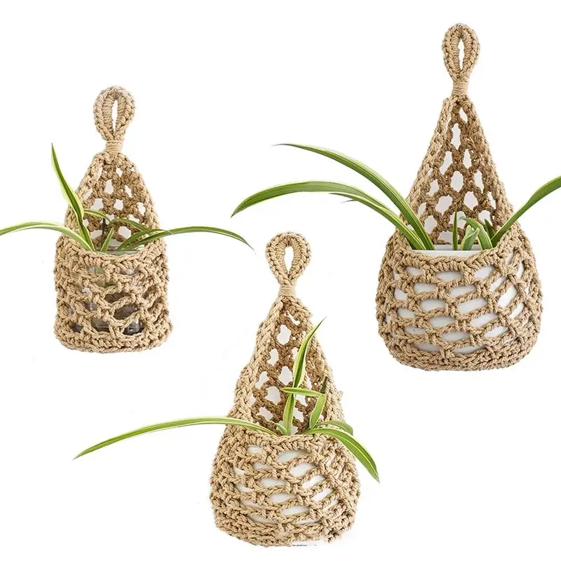 Bohemian Style Macrame Plant Hanger Basket Cotton Rope Woven for Succulents Wedding Party Boho Theme Decor