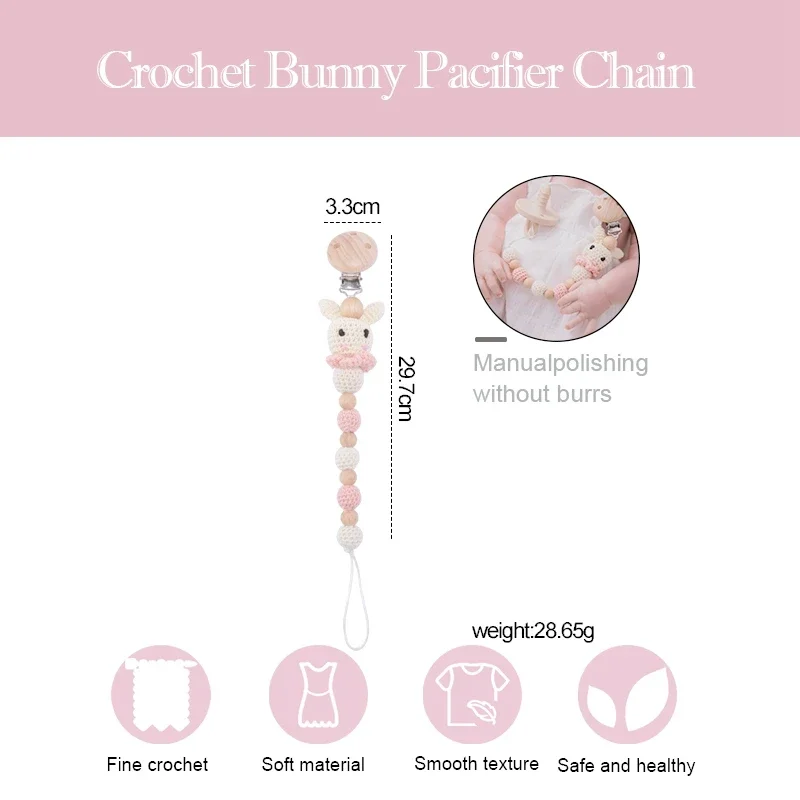 Bunny Pacifier Chain Teething Holder Baby Teether Clip