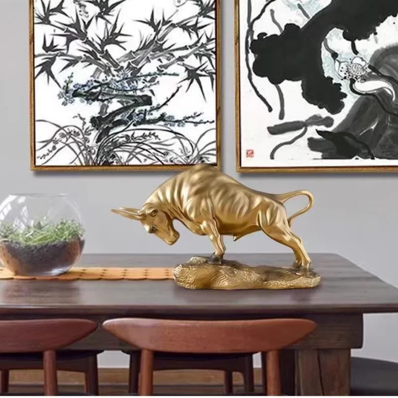 محظوظ الثور زودياك زخرفة الراتنج البقرة تمثال سطح المكتب مكتب عمل ديكور خزانة الكتب الحديثة عرض ديكور المنزل الإبداعية هدية