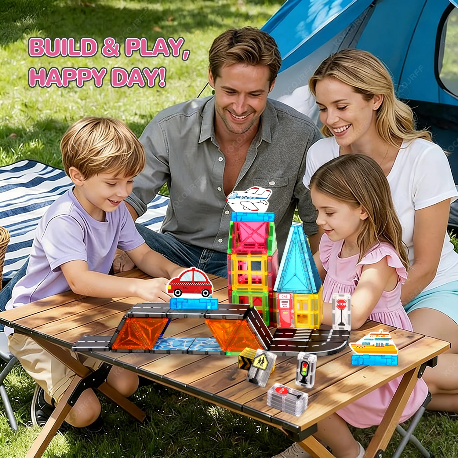 Afbeelding 6: Magnetische bouwstenen Speelgoedwegbaan Klein formaat, auto's, schepen, vliegtuigen, creatief constructiespeelgoed, kindercadeaus