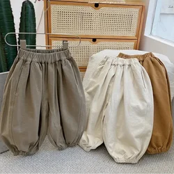 Boys Loose Casual Lantern Pants Spring and Autumn New Baby Harlan Pants Solid Color Boys and Girls Pants