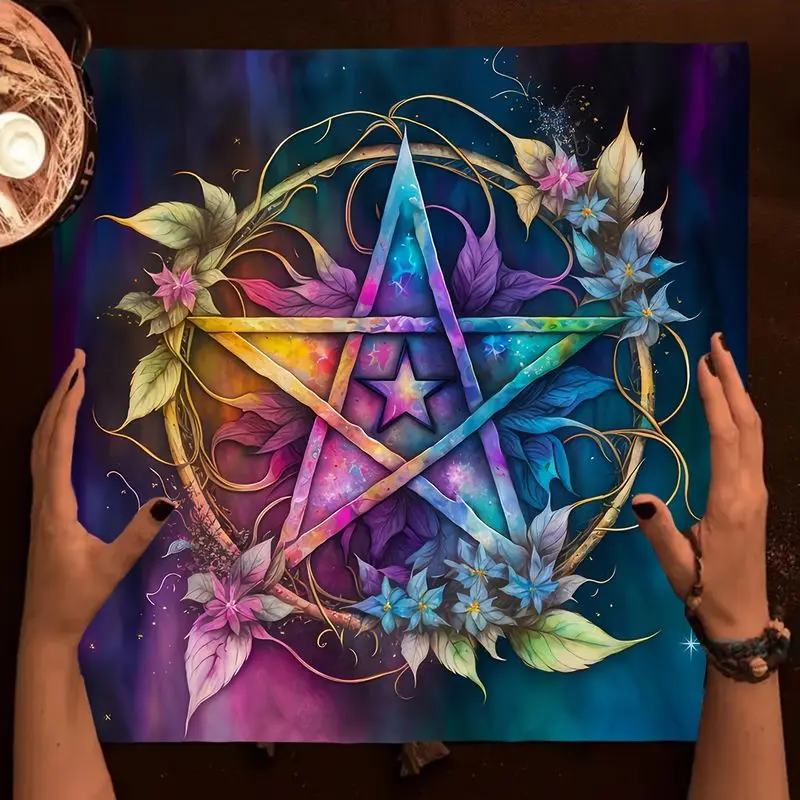 VIKAMA Gradient Mandala Lotus Tarot Tablecloth, Mystical Divination Altar Cloth Ritual for Spiritual Decor, Witchy