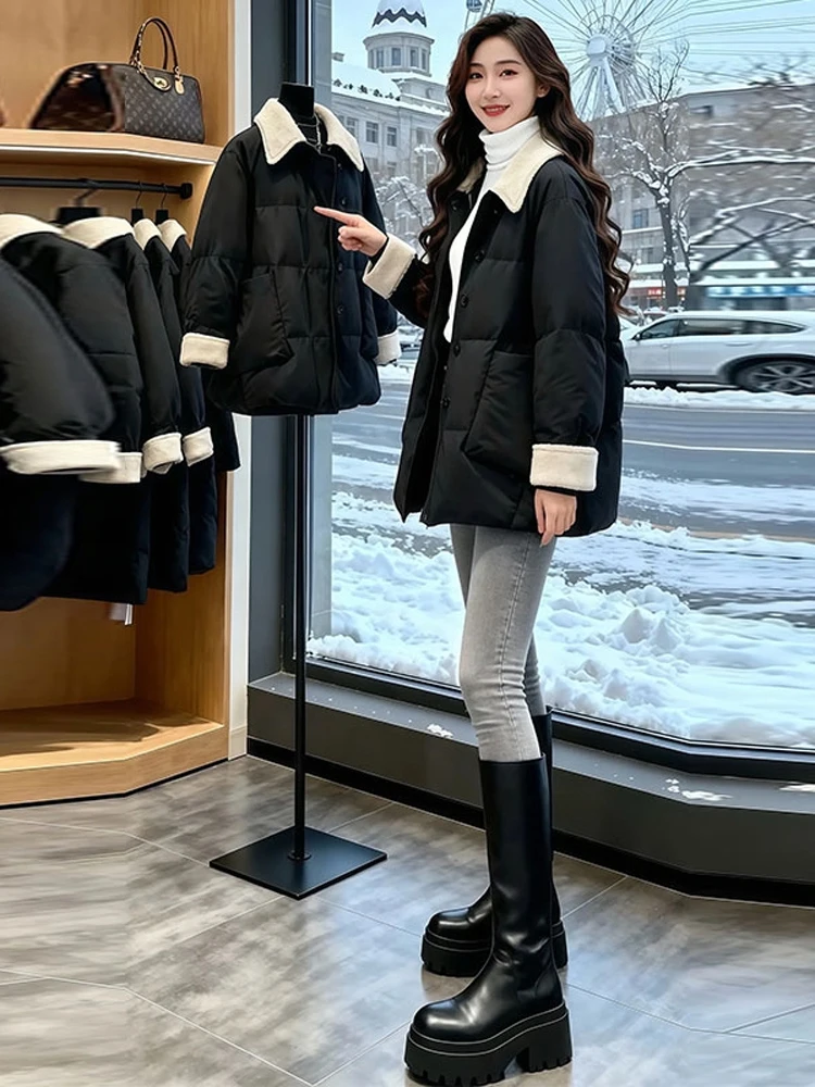 

Повседневное хлопковое женское пальто с воротником-стойкой, зимнее свободное утягивающее теплое модное женское пальто, длинное све