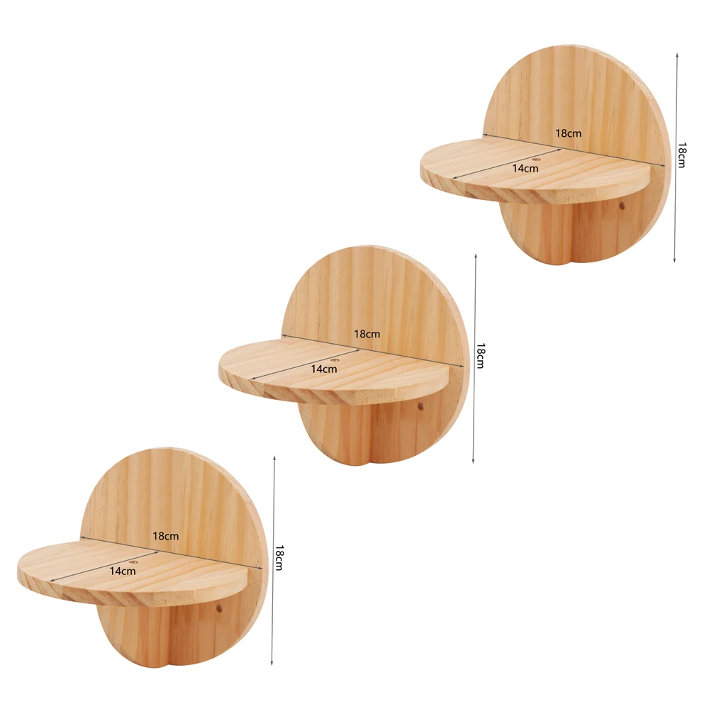 رف جداري للقطط مثبت على الحائط مكون من 3 قطع، سلم تسلق خشبي، رف سلم سلم مثبت على الحائط مناسب للقطط للتسلق