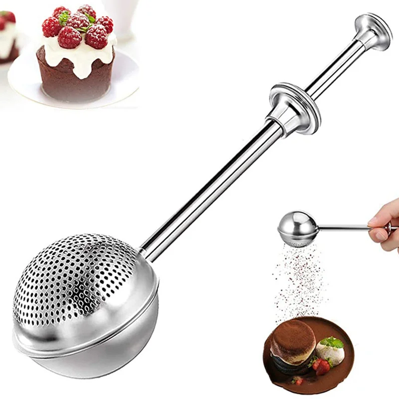 1pc Flour Sprinkler Stainless Steel, Flour Filter One Hand Operation Spring Flour Sieve, Dust Collector Flour Sprinkler Tool