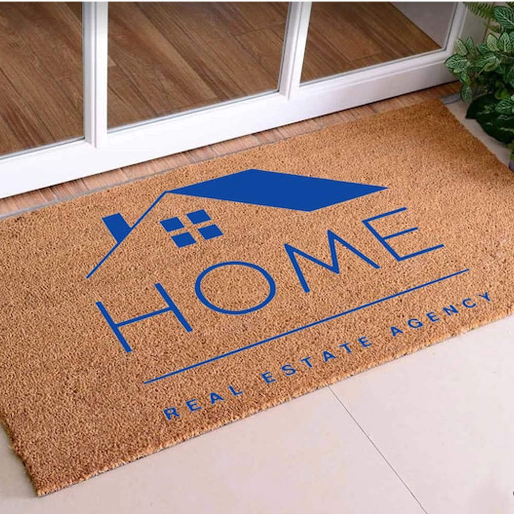 ممسحة بشعار مخصص لكلماتك هنا، حصيرة ترحيب أنيقة ومتينة، بساط سريع الجفاف لمنزل الشرفة والفندق والمؤسسات