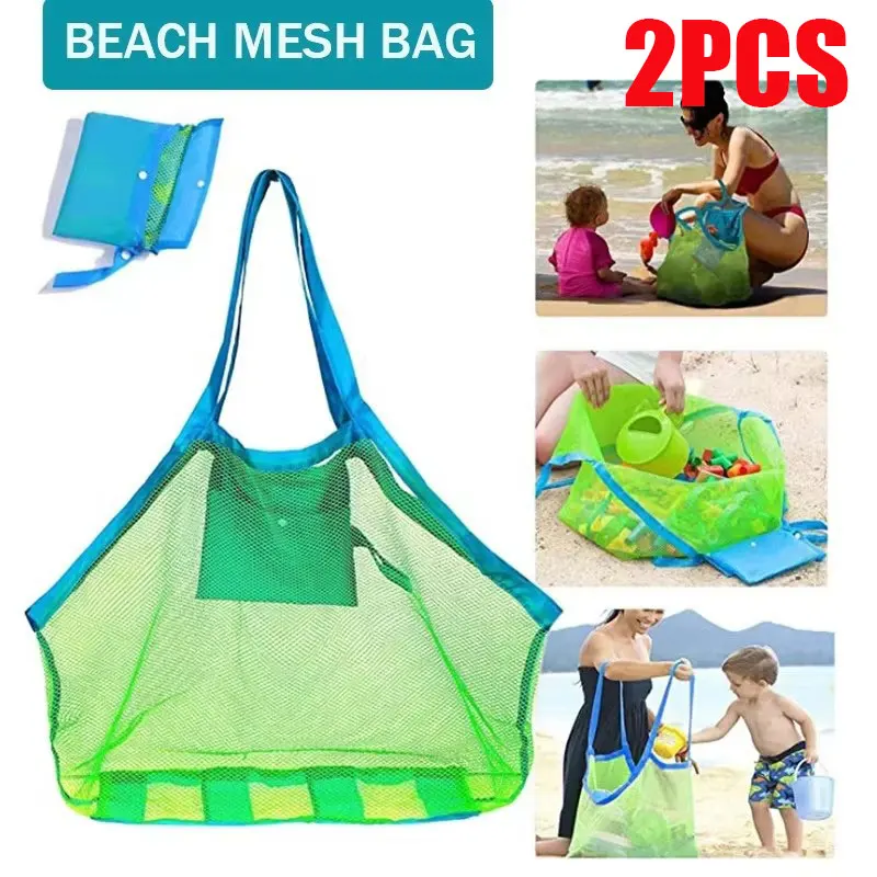 1pc Multicolor Large Mesh Beach Bag, Sand-Away Portable Tote With Convenient Hanging Hole, Breathable  Foldable Storage For Toys