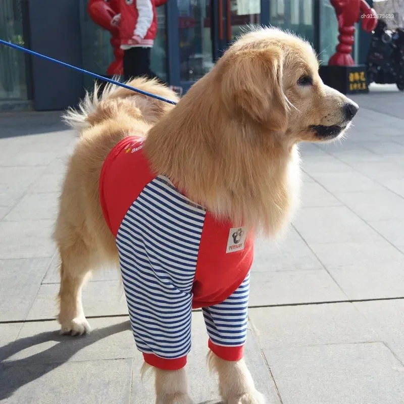 Patchwork Medium Large Dogs Clothes Striped Pet Clothing Labrador Alaskan Long Sleeve Dog Shirts Soft Big Accessories