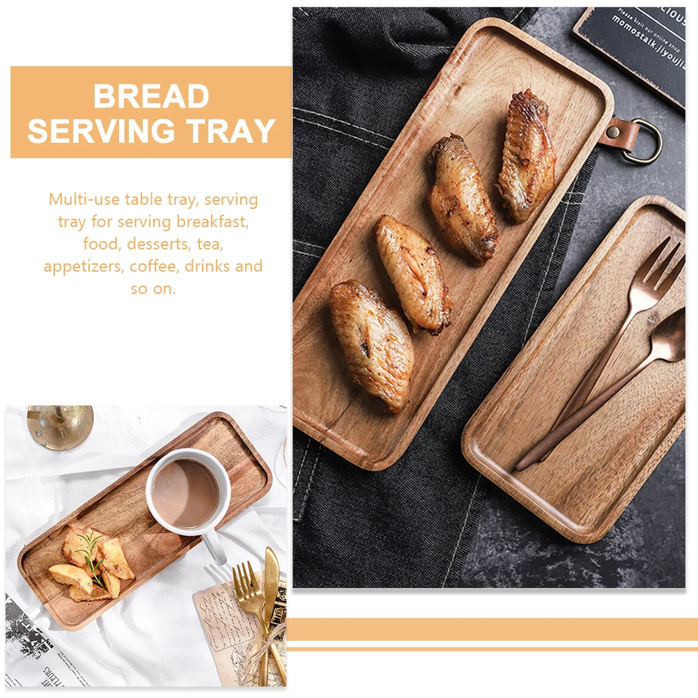 

Rectangular Wooden Food Storage Tray Rustic Style Serving Plate for Kitchen Restaurant Picnic Party Bread Fruit Dessert Tray