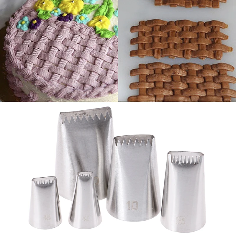 5pcs Basket Weave Tips Icing Piping Nozzle Stainless Steel Writing Tube Nozzle...