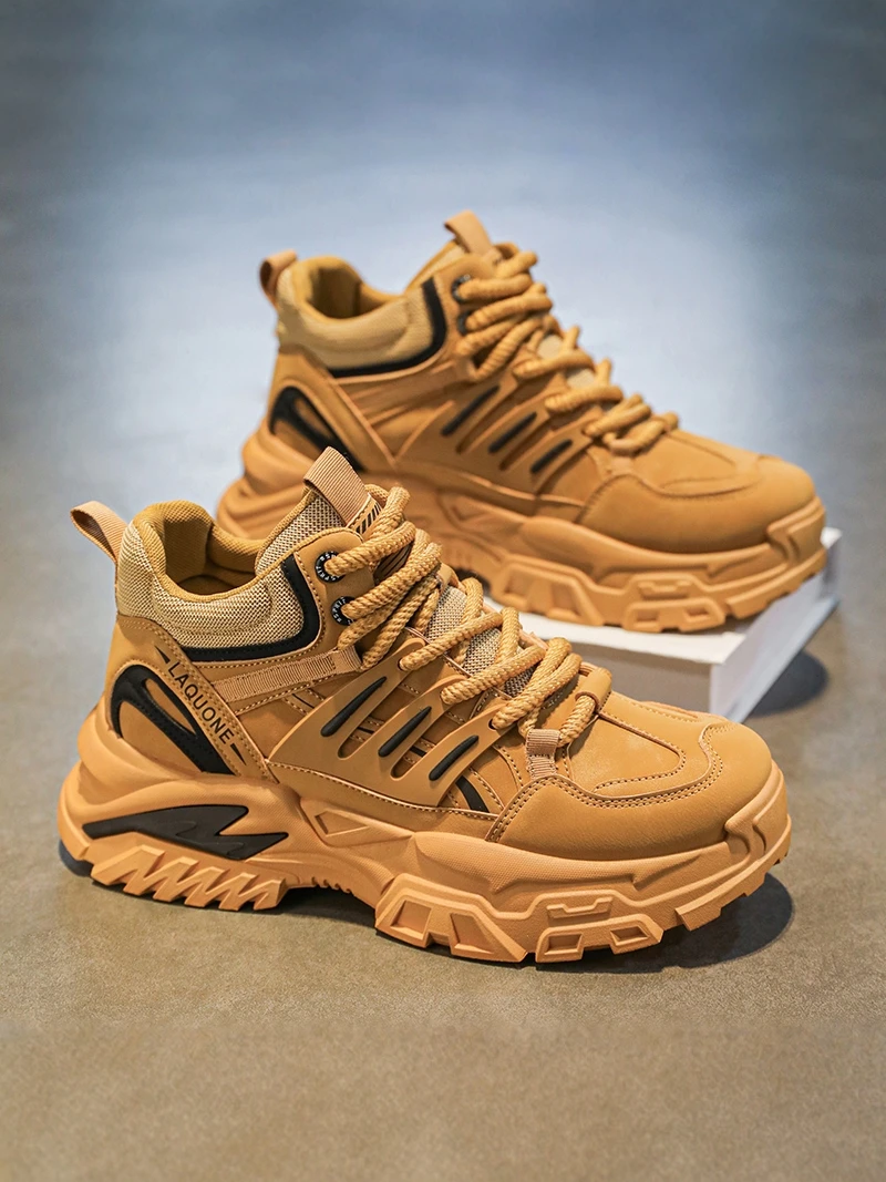 Men's Workwear Shoes Autumn Winter Anti-slip Wear-resistant Thick Bottom Heightening Mountain Climbing Travel Sports High Top...