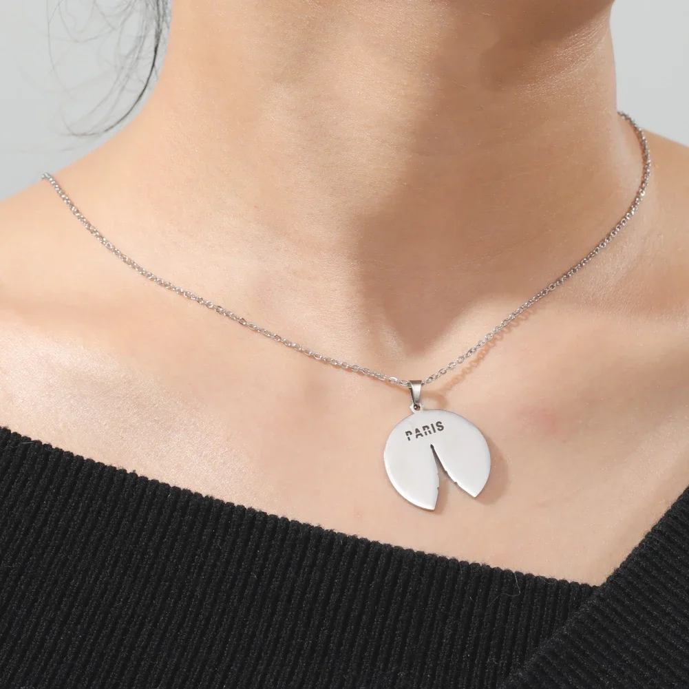 Skyrim Paris Eiffel Tower London Big Ben Necklace for Women Church Castle Landmark Building Neck Chains Stainless Steel Jewelry