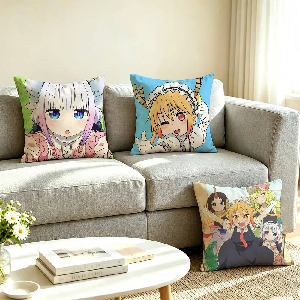 M-Miss Kobayashis Dragon Maid  Square Double-Sided printed Pillow Case Bedroom Bedside Pillow Sofa Cushion Cover