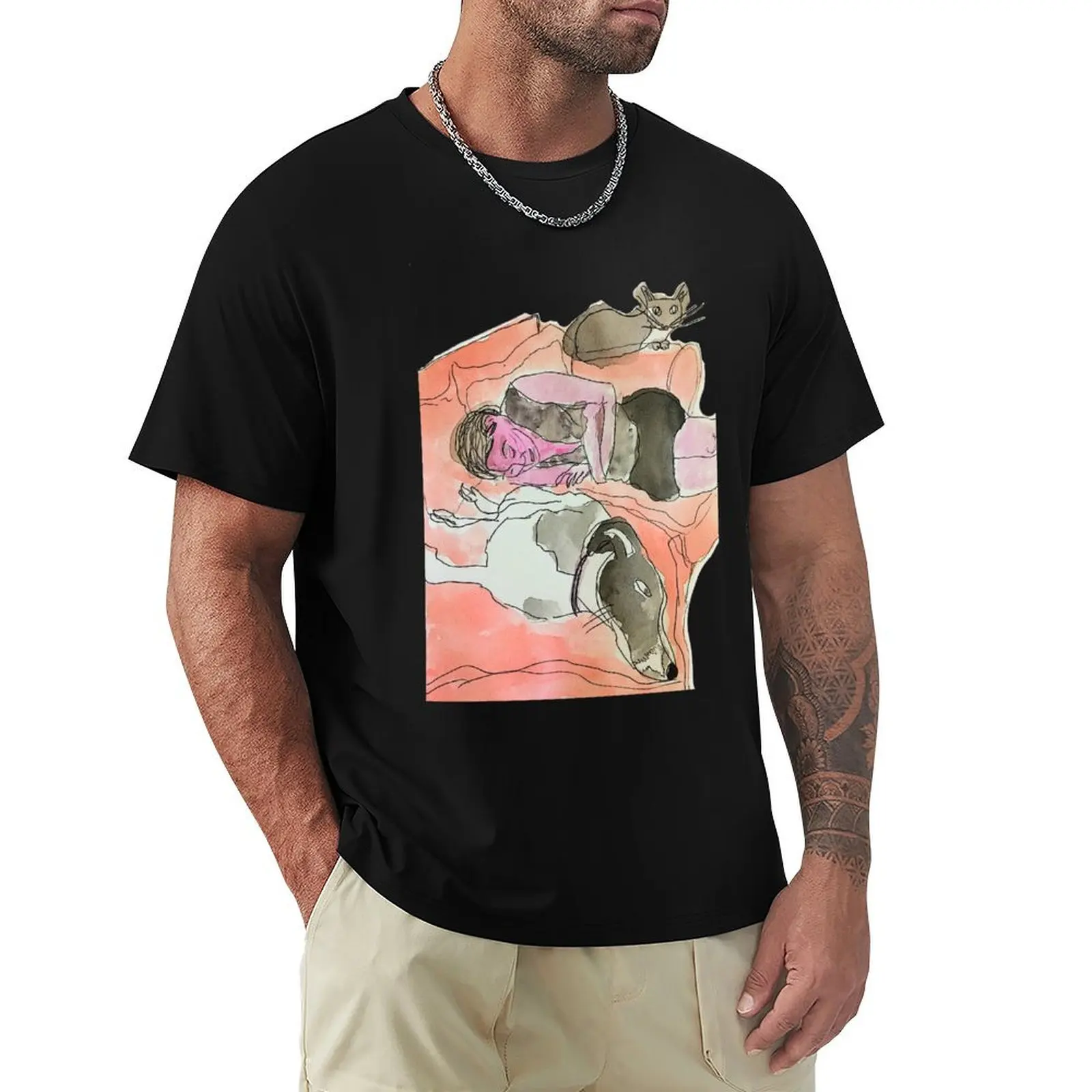 passed out with the pets T-Shirt Plus Size Loose Short Sleeve Top