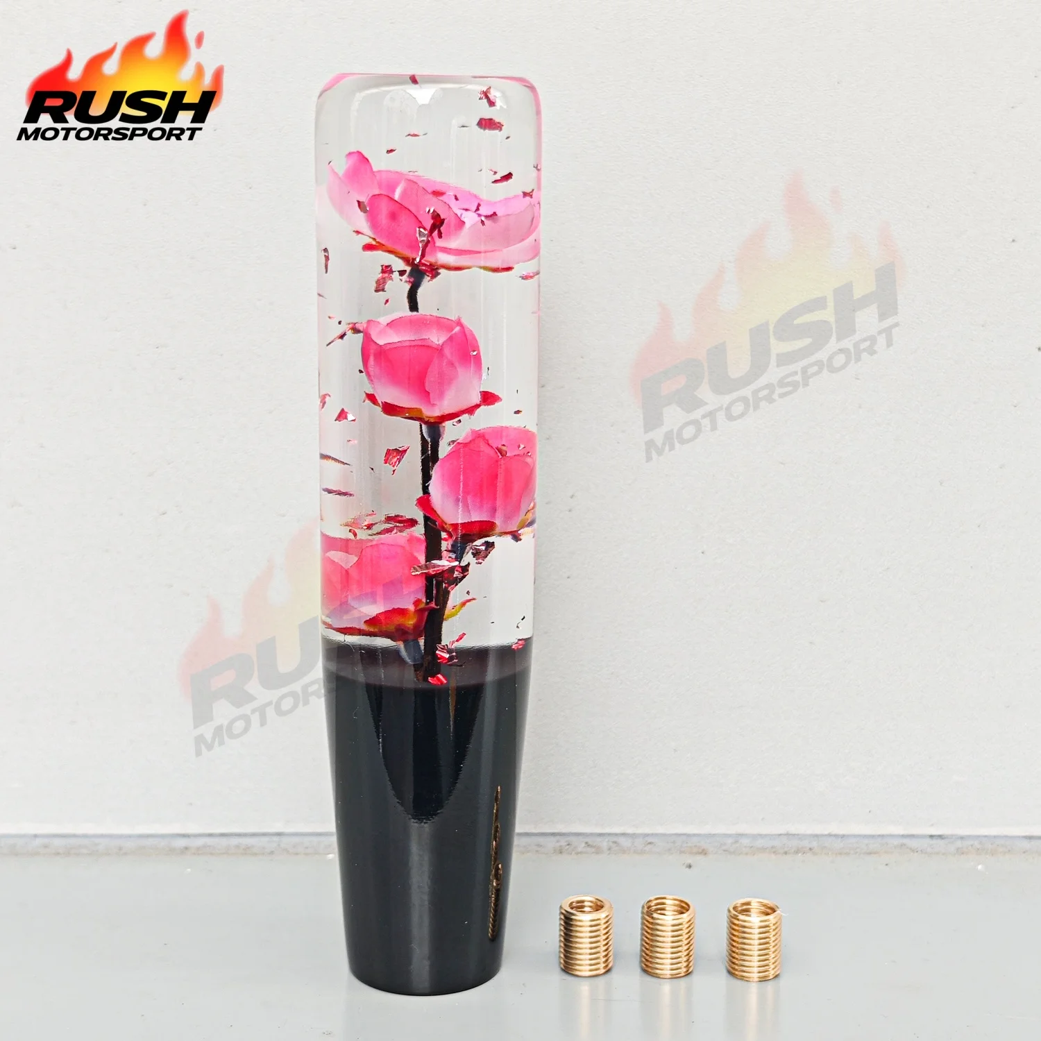

20CM Universal JDM Racing Clear Crystal Pink Sakura Flower Shift Knob Head Manual Manual Gear Stick Shift Knob PC-ASK28G-20CM