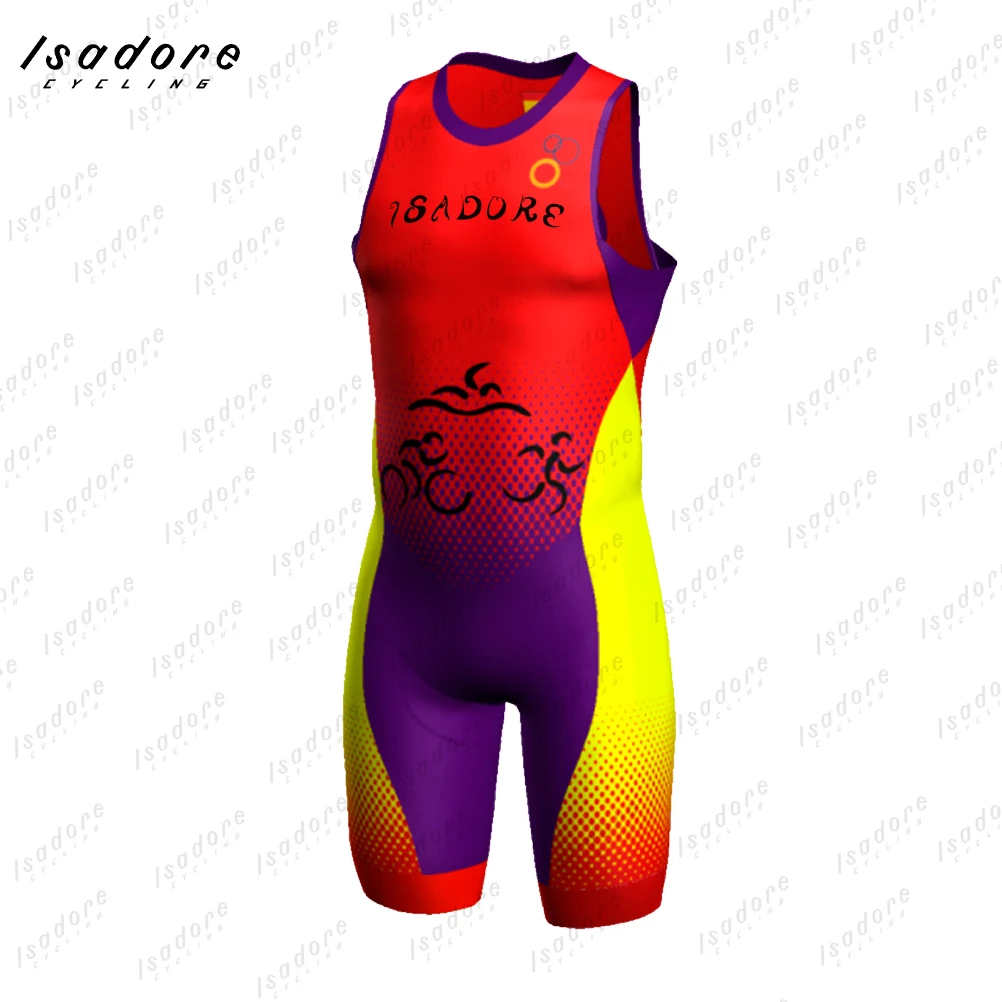 

ISADORE-Sleeveless Triathlon Skinsuit for Men, MTB Cycling Jumpsuit, Running Bike, One Piece Clothes, Summer