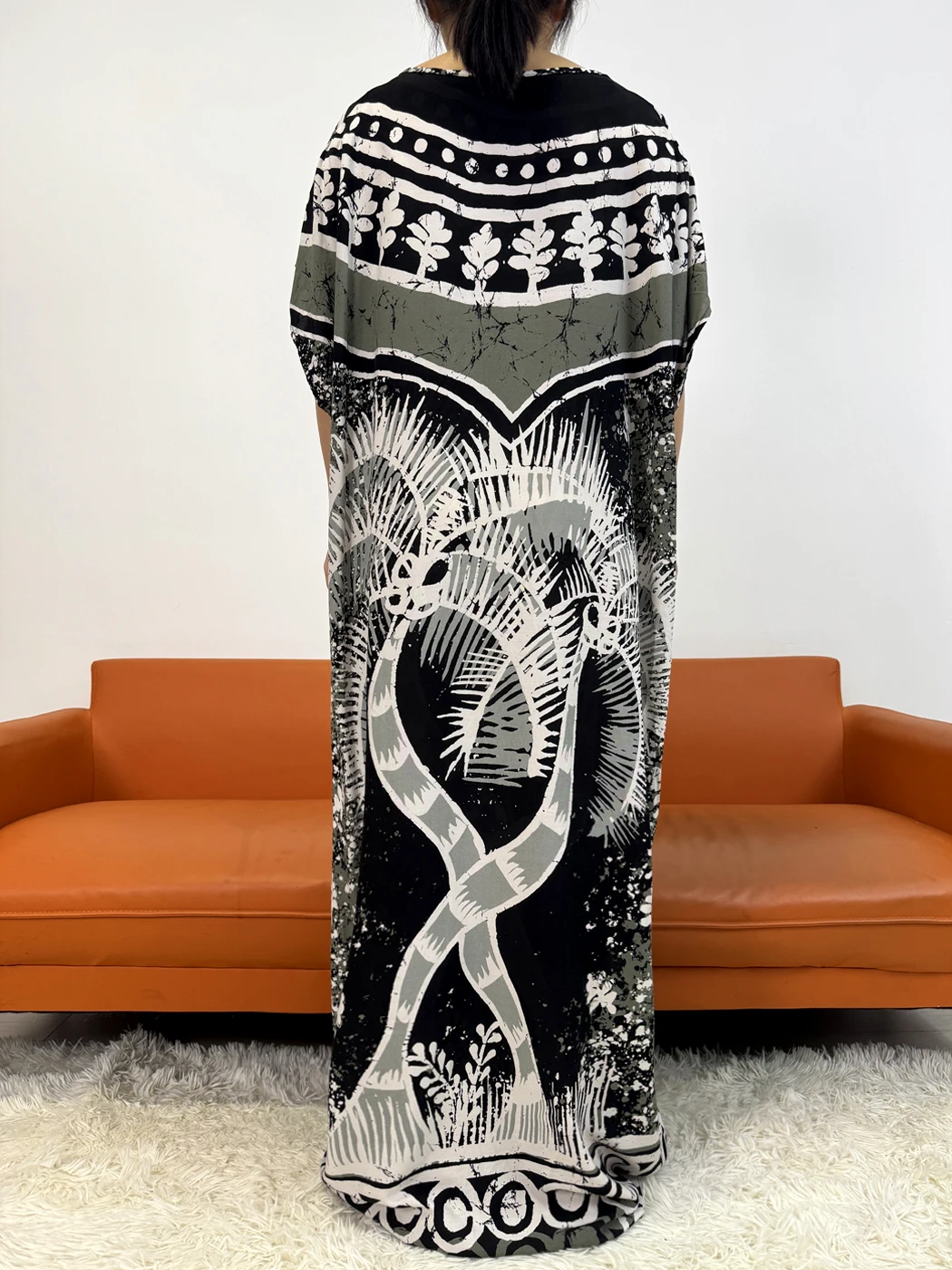 Muslim Abayas For Women 2025 Printed Cotton Loose Femme Robe African Dresses Nigerian Novelty Clothes With 160x80cm Lace Scarf