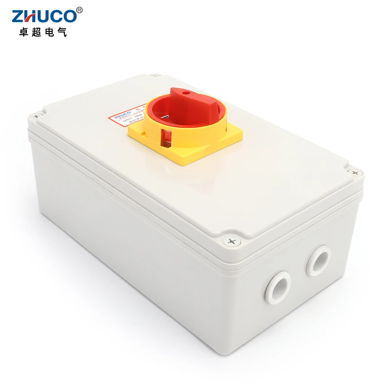 ZHUCO-interruptor de encendido y apagado con caja impermeable, aislador de leva rotativa de 3 polos, bloqueo de almohadilla, 3 P, SZD11-100/300010-D 100A