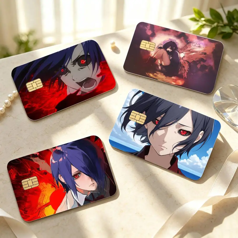 T-Tokyo Ghoul Kirishima Touka  HD Waterproof Credit Card Stickers Silicone Decals For Chip Game Cards Gift