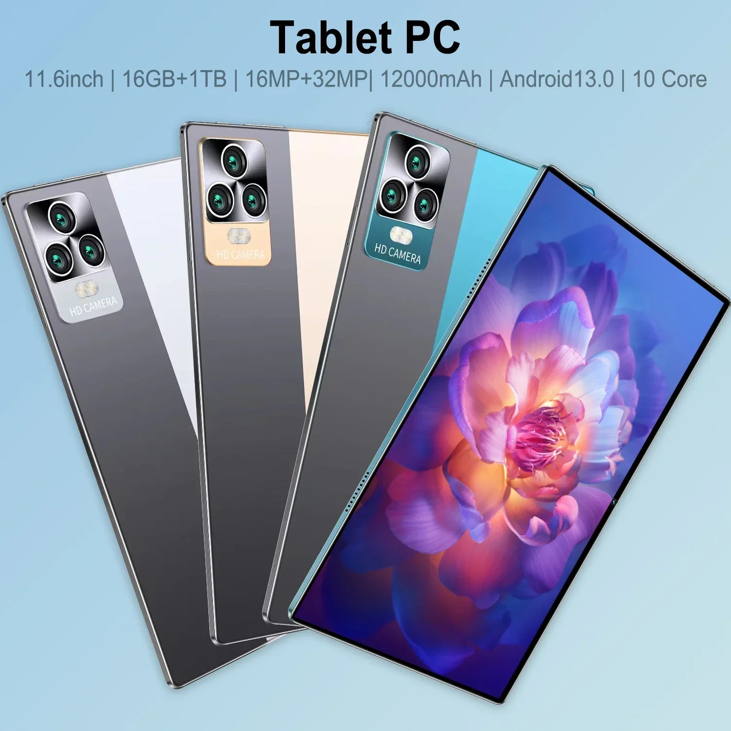 2024 Tablet P70 11 pollici Android 13 16GB RAM 1TB ROM WPS GPS WIFI Bluetooth 5.0 5G Dual SIM Dual Standby Custodia Bluetooth Tablet PC