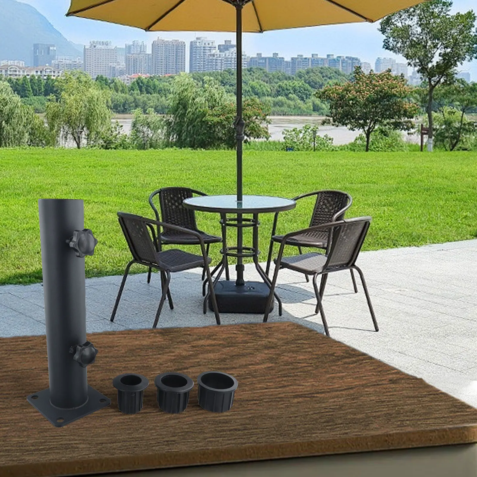 Reducing Sleeve Parasol Standpipe Garden Use Multi-surface Compatibility Secure Knob Mechanism For Outdoor Settings