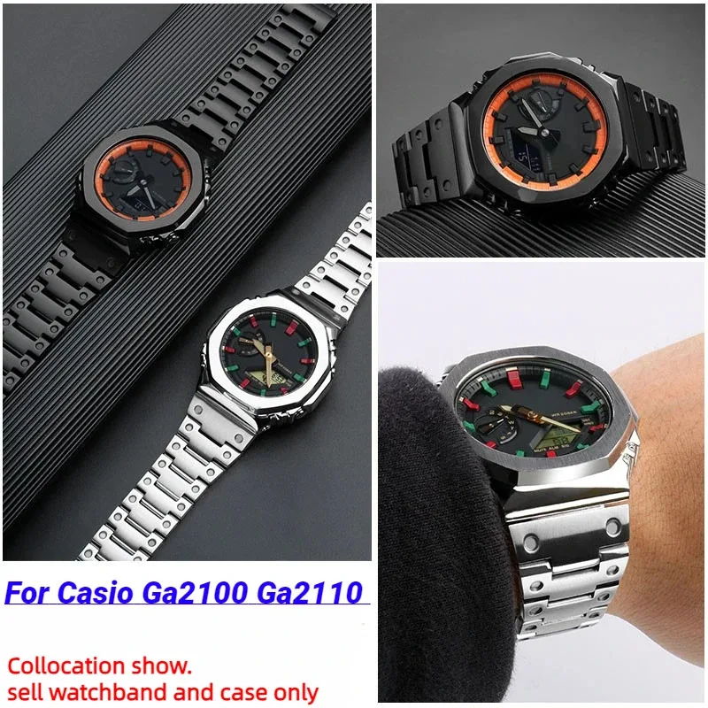 For Casio G-shock GA2100 GA2110 Stainless Steel Watch Strap Modified Bezel Watchband Metal Case Ga2100 GA-B2100 Men Accessories