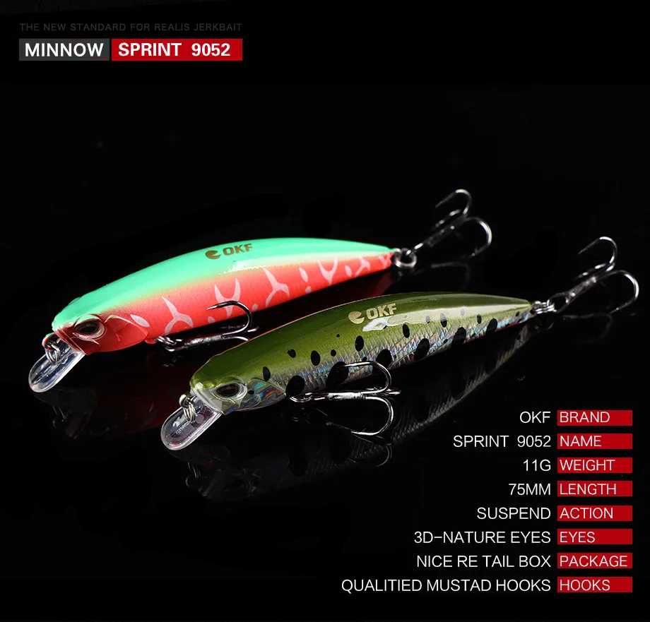 1 buah umpan pancing minnow 11g/75mm, umpan pancing Wobbler tenggelam plastik keras umpan engkol baitslsca buatan untuk menangkap ikan Bass Pike