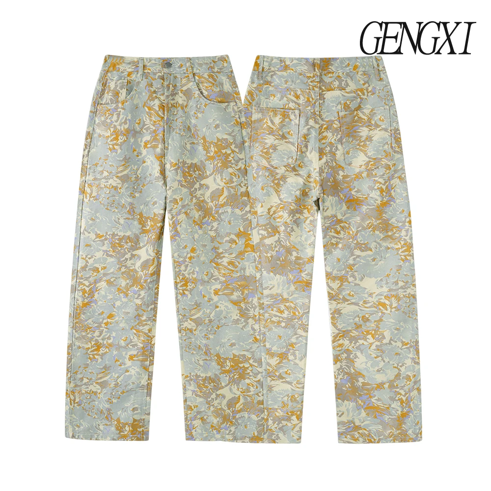 Jeans da uomo tie-dye in stile americano Autunno/inverno nuovi jeans a gamba dritta High Street Street Fashion Abbigliamento da lavoro Pantaloni casual