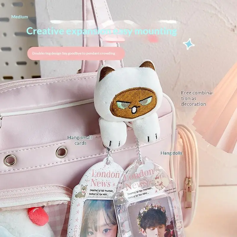 Cute Plush Cartoon Cat Doll Pendant Glasses Buckle Expansion Bag Cute Girl Backpack Couple Bag Decoration Pendant Student Gift