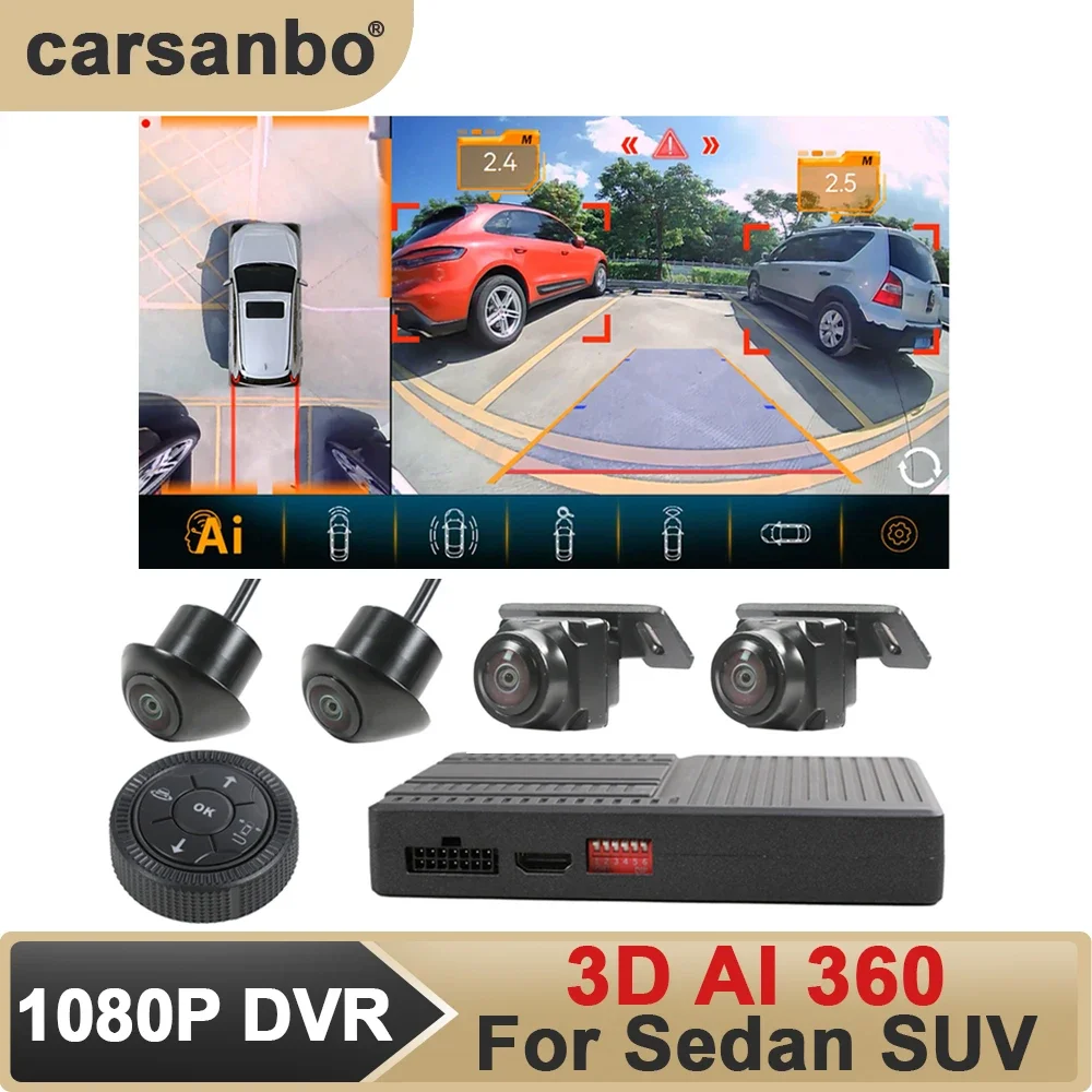 

AI 360 degree panoramic camera car system 1080P DVR 3D Bird View Surround Around View Monitoring System Parking Assistance