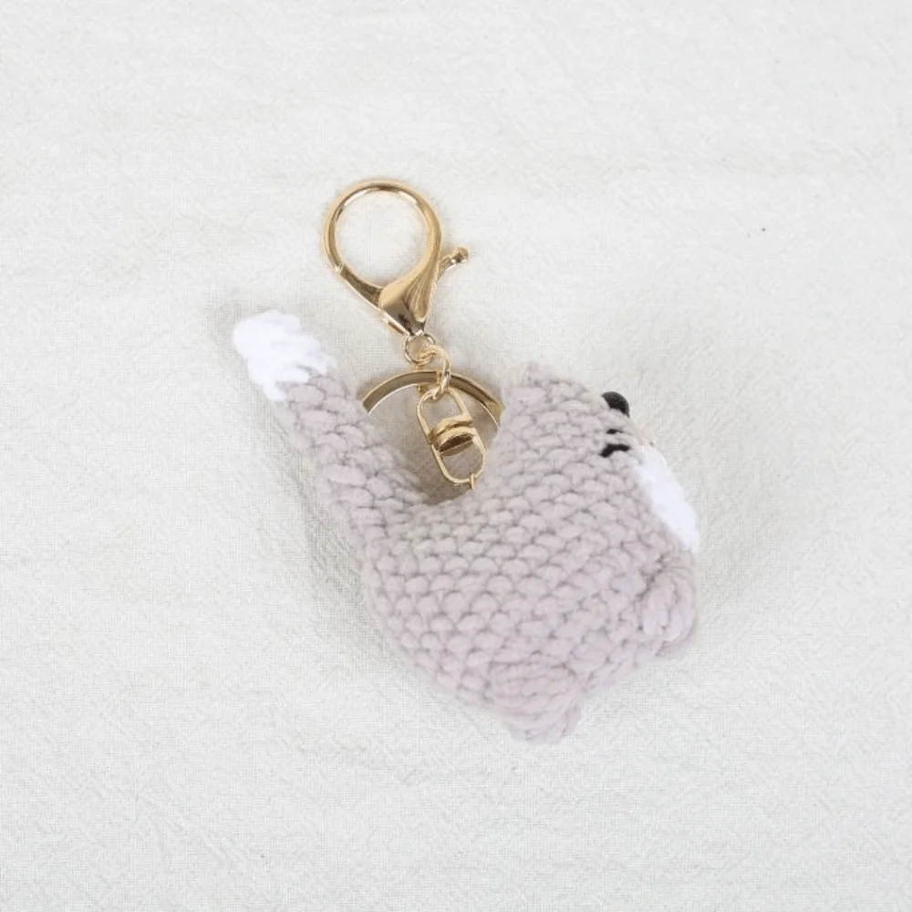 Multi-color Handmaking Crochet Kitten Keyrings Animal Knitting Doll Handwoven Cat Pendant Kawaii Cartoon Cat Key Chain For Gift
