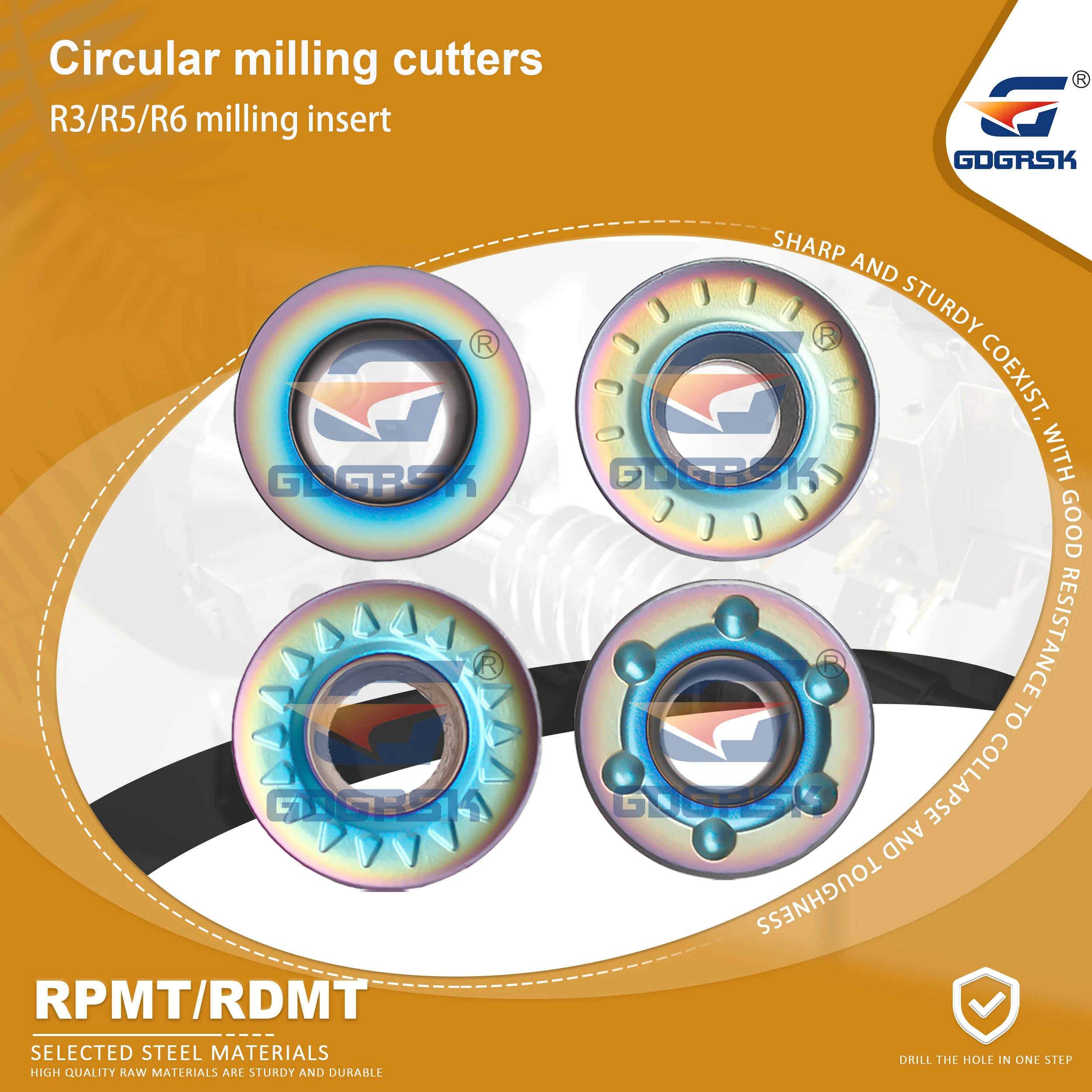 

RPMT1003MO-TT Цветная круглая фреза из закаленной стали R5 R6 Лезвия с ЧПУ высокой твердости Нано-синие круглые фрезерные вставки