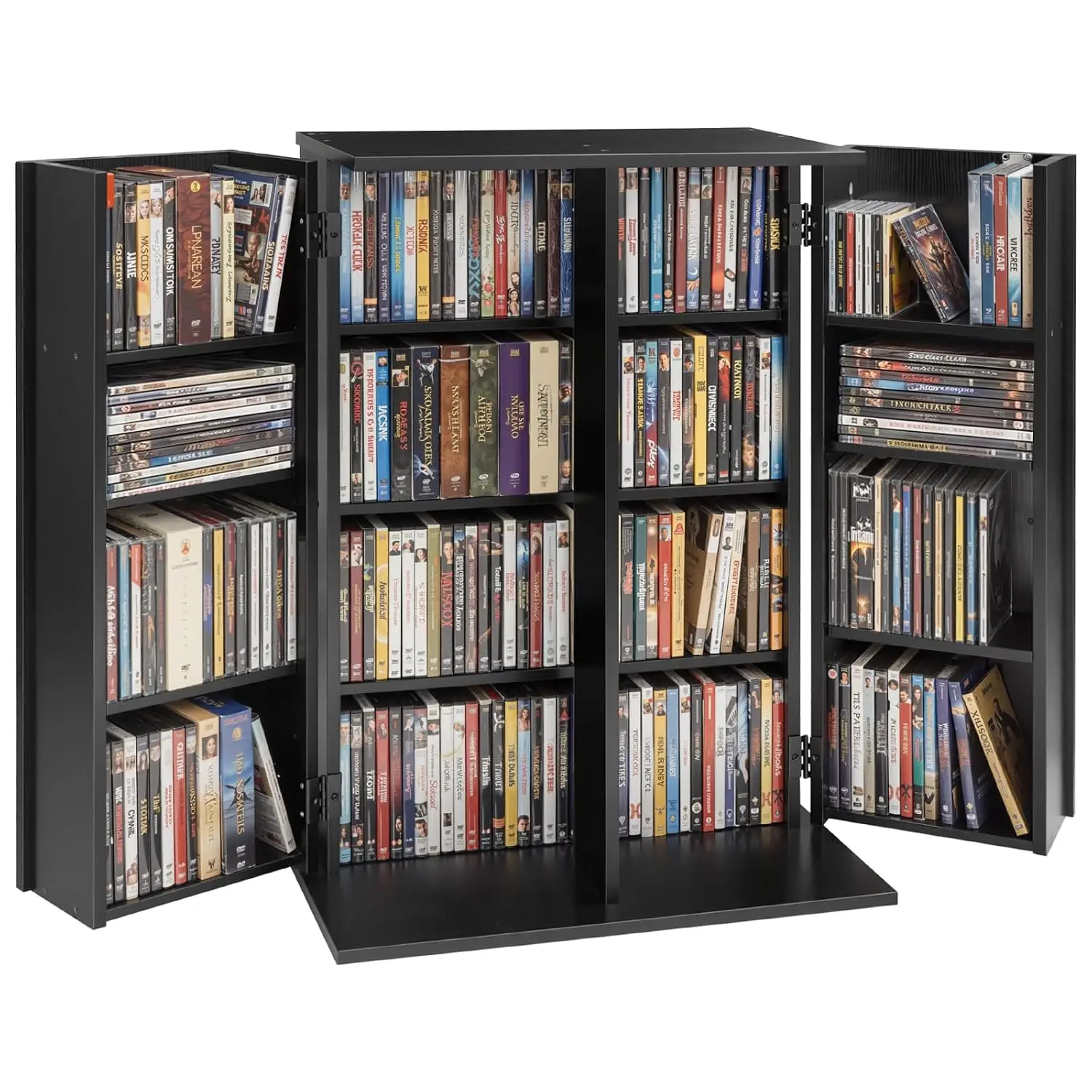 Media Storage Cabinet, 4-Tier DVD Shelf Organizer, 24.02 x 14.49 x 33.31 in Multimedia Storage Organizer for CDs, DVDs, Books