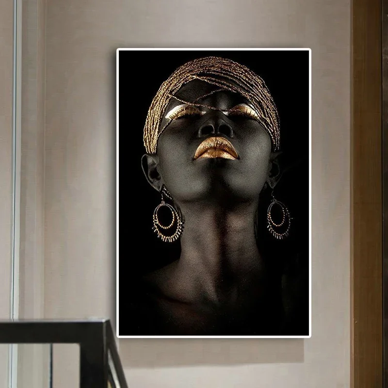 Contemplator Black African Nude Woman Oil Painting on Canvas Posters and Prints Scandinavian Wall Art Picture for living room