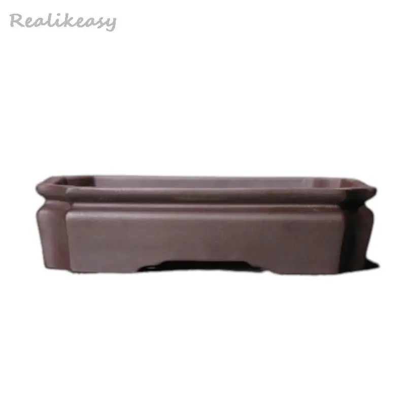 5size Purple Sand Flower Pot Square Bonsai Pot Chinese Ceramic Tabletop Potted Plant Pot Home Solid Color Decorative Flower Pot