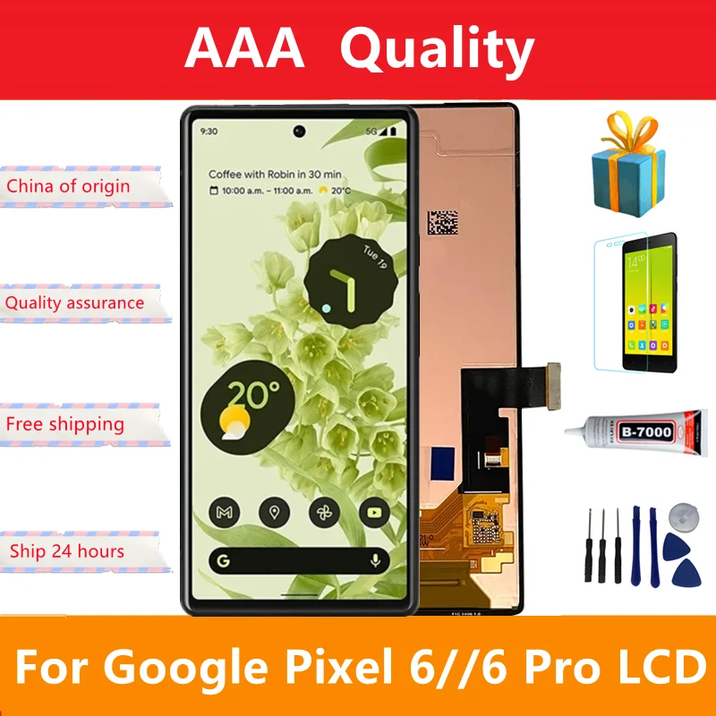 Tested AMOLED LCD For Google Pixel 6 LCD GB7N6 Display Scree FrameTouch Panel Digitizer For Google Pixel 6 pro GLUOG G8VOU LCD