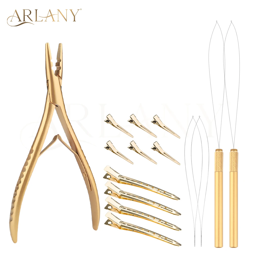 

ARLANY щипцы для наращивания волос с 2-отверстиями, плоскогубцы для микролинга, петля для волос, игла, инструмент, плоскогубцы для микробусинок, кольцо, мишура для волос